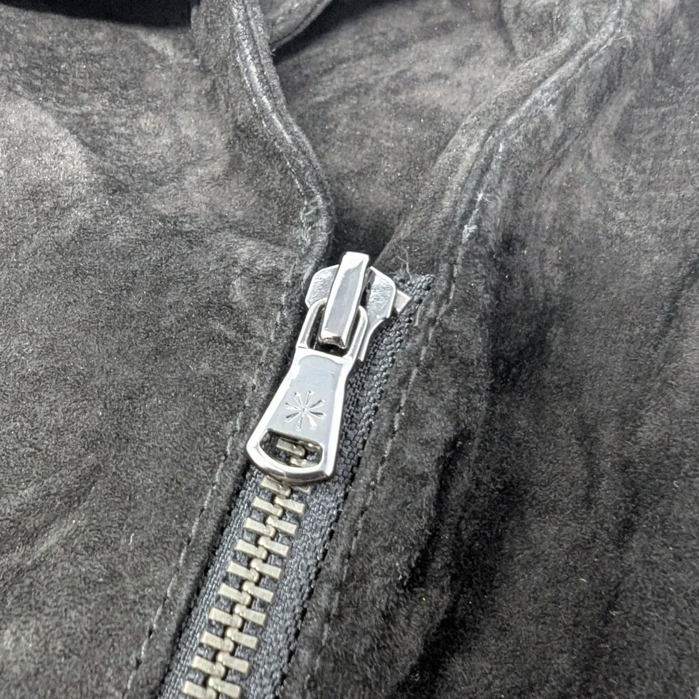 Isaac Mizrahi‎ Live Genuine Black Suede Leather Moto Jacket Asymmetricalic W-6
